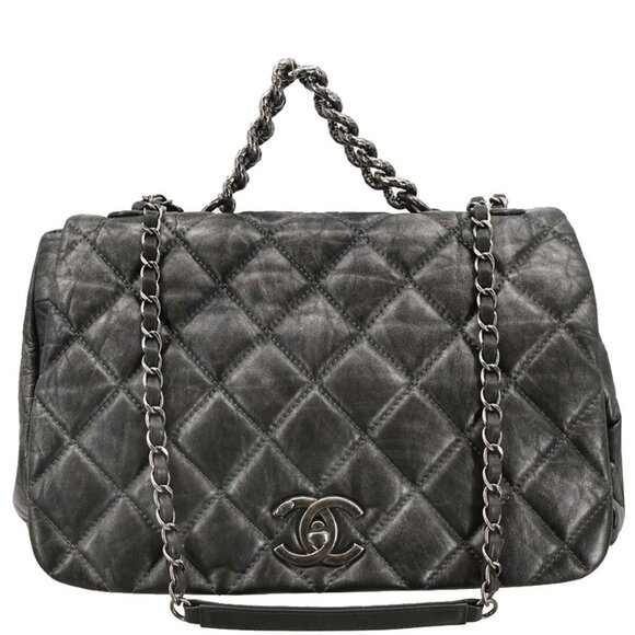 Chanel Gray Calfskin Pondichery Flap 2way Handbag 196138 - Picture 1 of 10